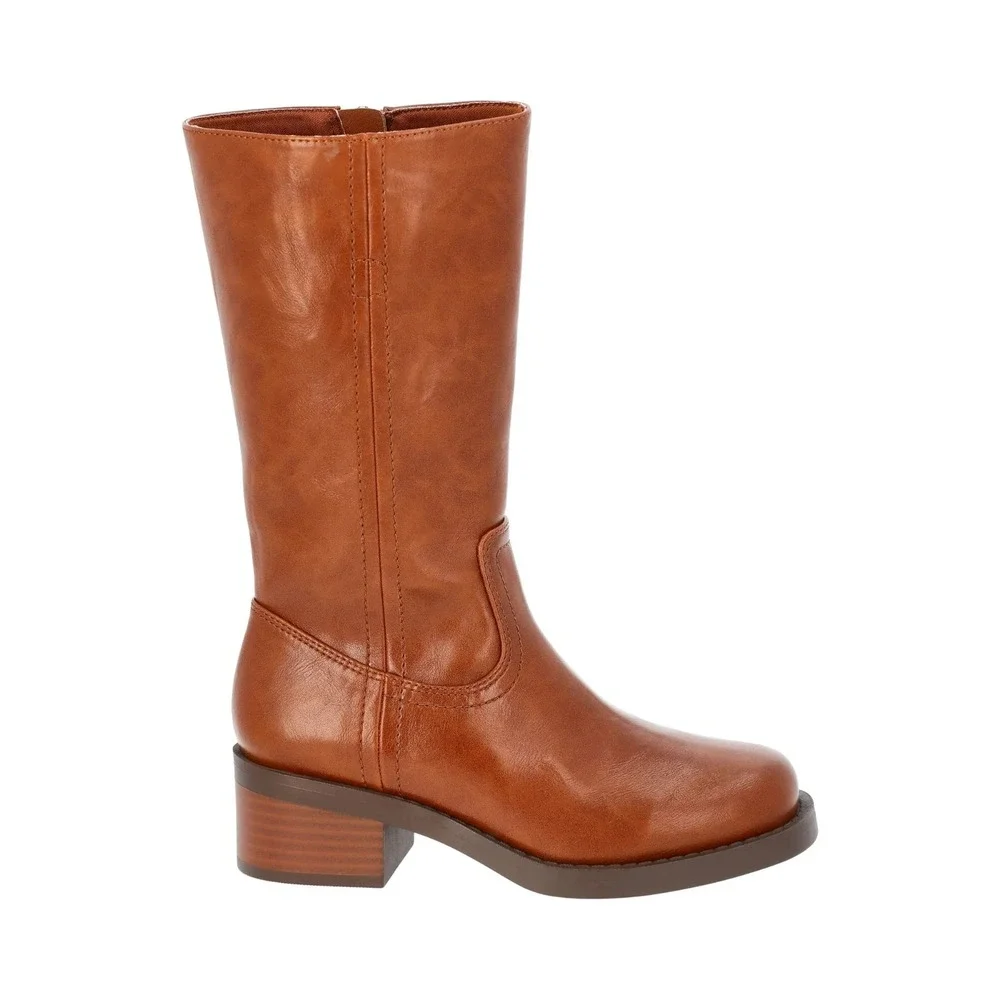 Girls Size 1 Brown‎ Tall Faux Leather Riding Boots Youth Western Wonder Nation